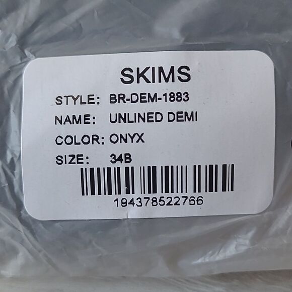 SKIMS UNLINED DEMI BRA Size 34B in Onyx/Black NWT in packaging - Picture 9 of 9
